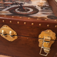 Decoupaged trynk.Industrial Motorcycle Coffee Table / Storage Trunk