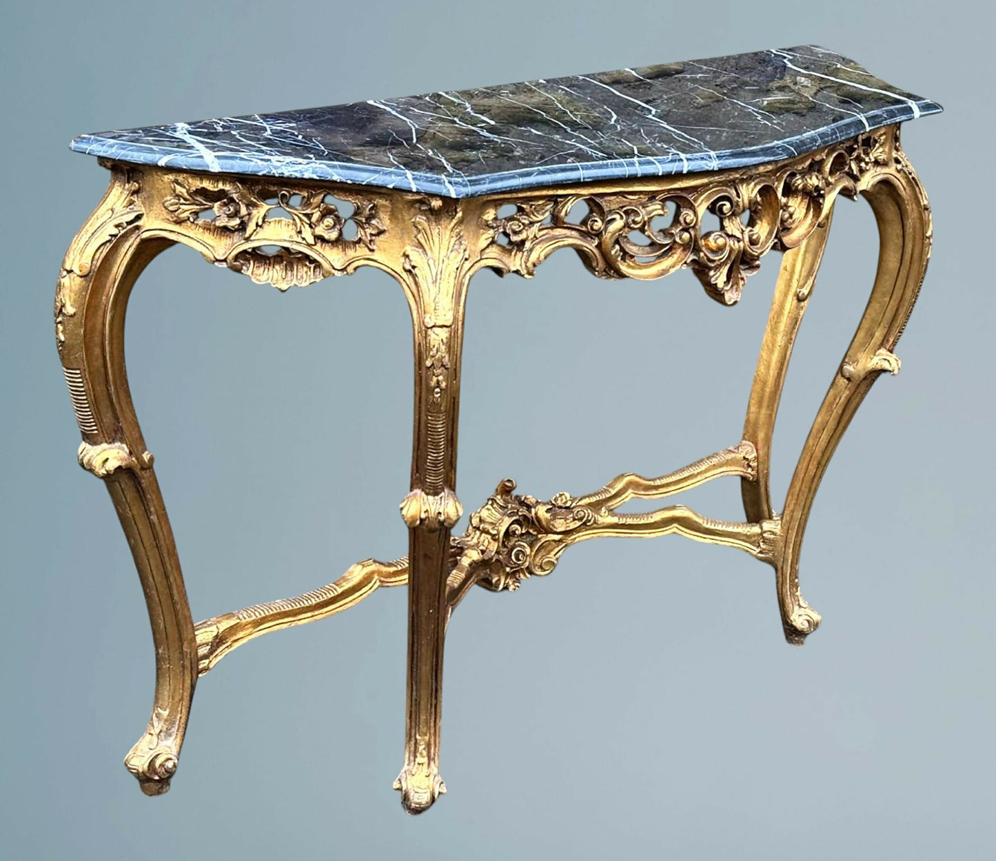 French Rococo Gilt Serpentine Console Table