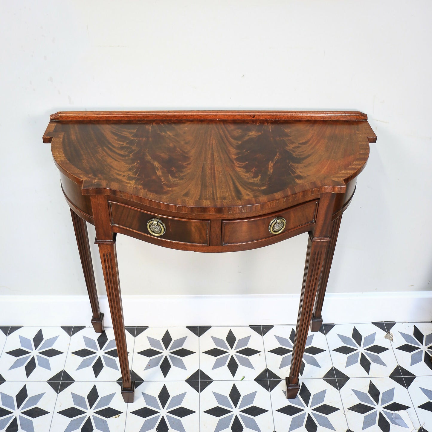Demi-Lune Side Table Hall Table with Serpentine Front Reproduction
