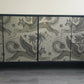 Midcentury Sideboard, Black and Gold Lynx Print. Painted Upcycled Living Room Furniture