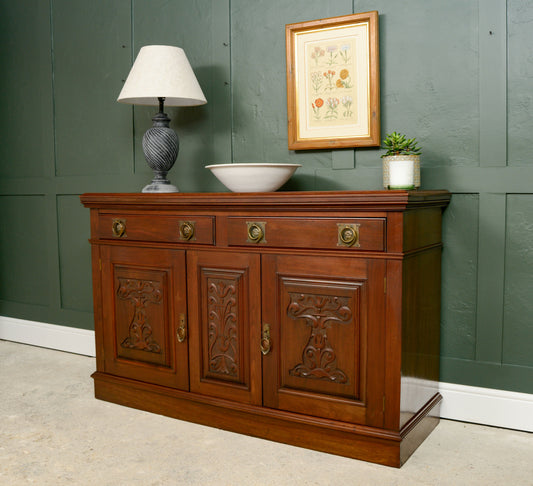 Mahogany Arts & Crafts Sideboard Buffet with Mirror Back Top