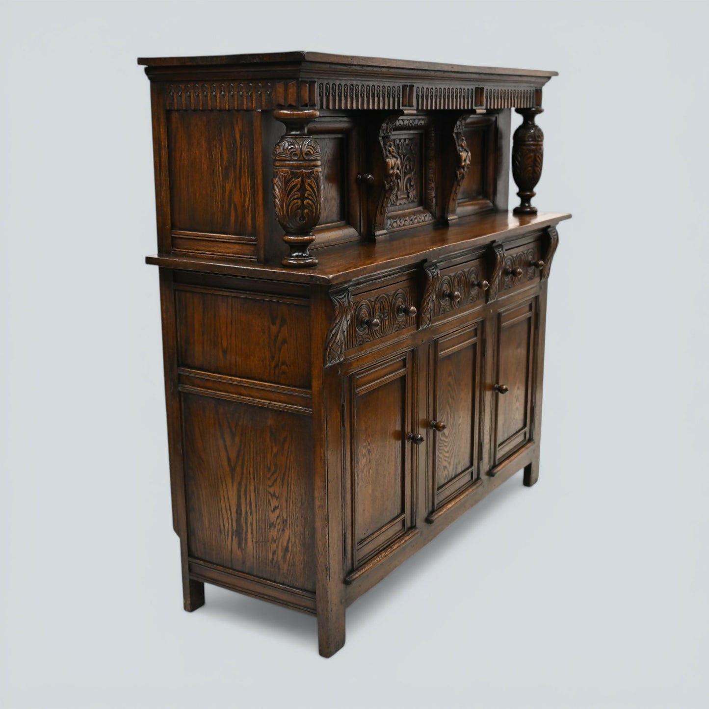 Oak Court Cupboard Buffett Sideboard By Skull (Ercol) Vintage FREE UK Delivery
