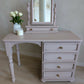 Vintage Dressing Table with Mirror Hand Painted Vanity Desk in a Blush Taupe
