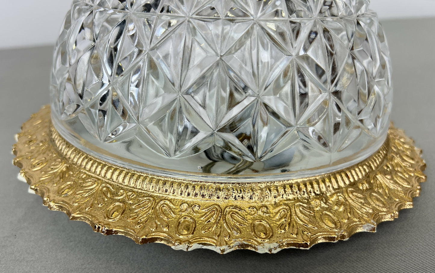 Ceiling Lamp Vintage French Brass Crystal Glass Chandelier Pendant LOT 6470