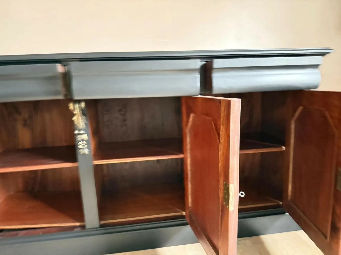 Antique Black, hand painted Sideboard