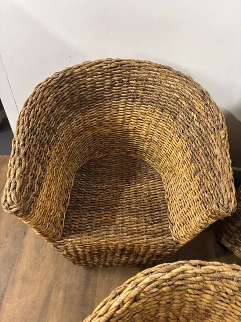 Set of Four Hand-Woven Abaca Fibre Tub Chairs