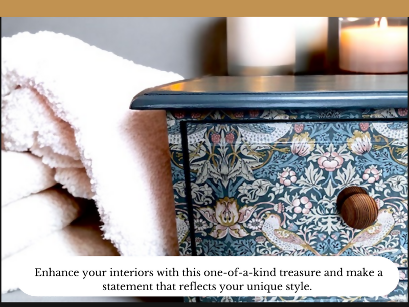 Upcycled Pine Chest Of Drawers, William Morris Print , Living Room, Dining Room, Hall , Kitchen Storage.
