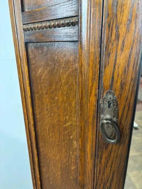 Vintage Oak Single Mirror Door Wardrobe / Hall Robe