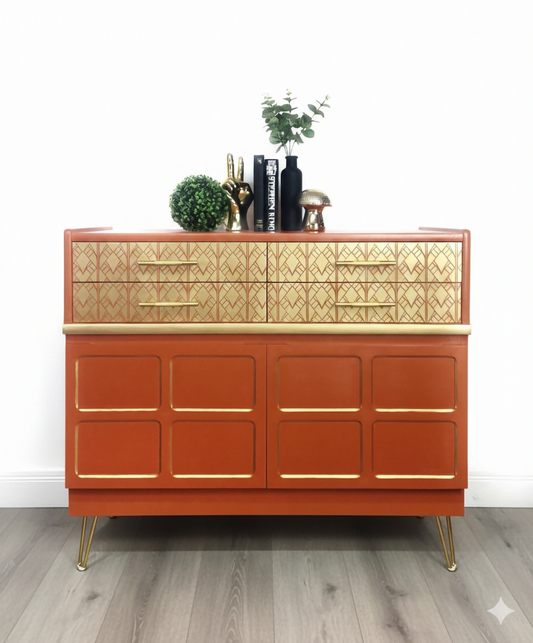 Midcentury modern nathan sideboard, orange cabinet, cocktail cabinet, media unit, retro cabinet, teak furniture, mcm