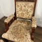 Pair of Victorian Carved Walnut Upholstered Library Armchairs