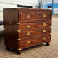 Mahogany Vintage Campaign Secretaire Chest Of Drawers.