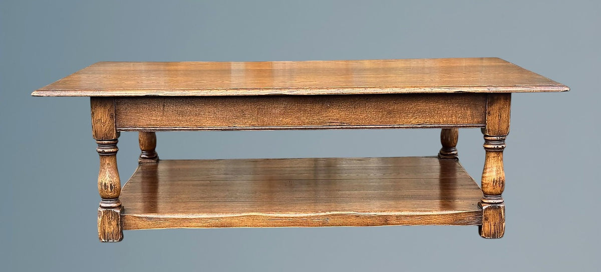 Large Oak Coffee Table With Two Drawers