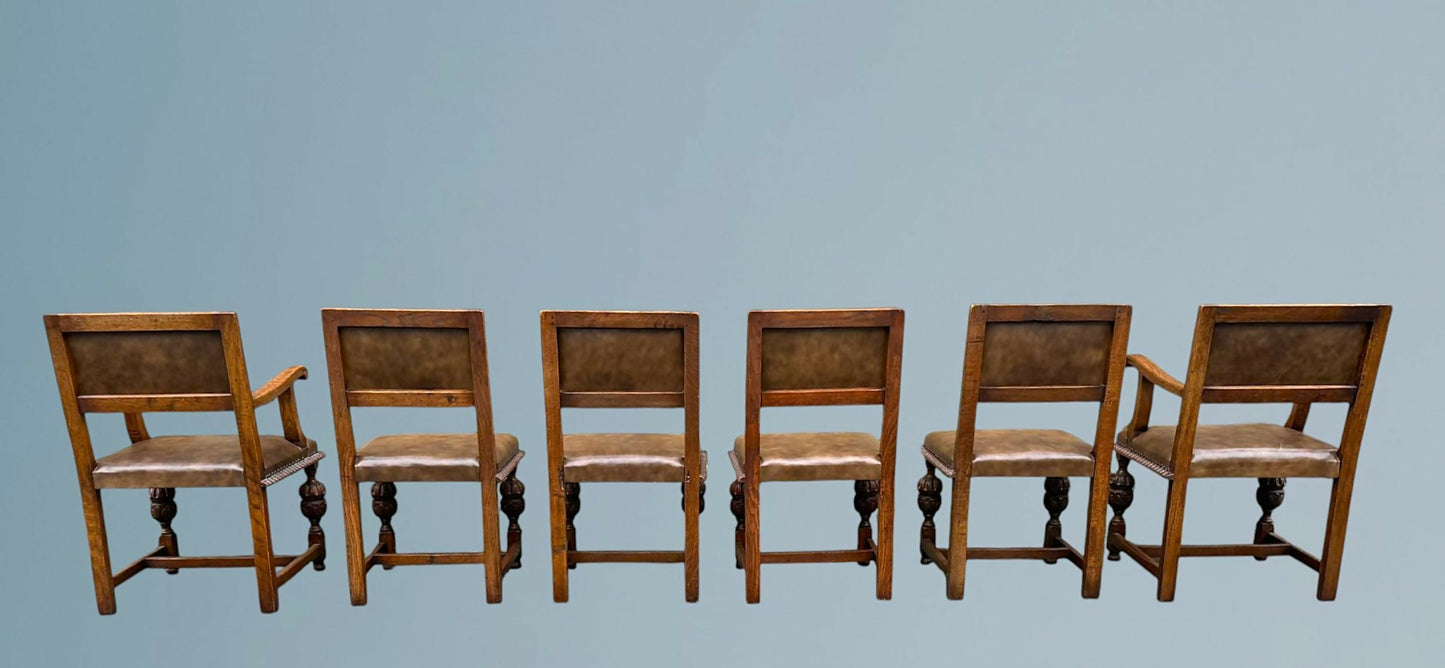 Good Quality Set of Six Carved Oak Dining Chairs