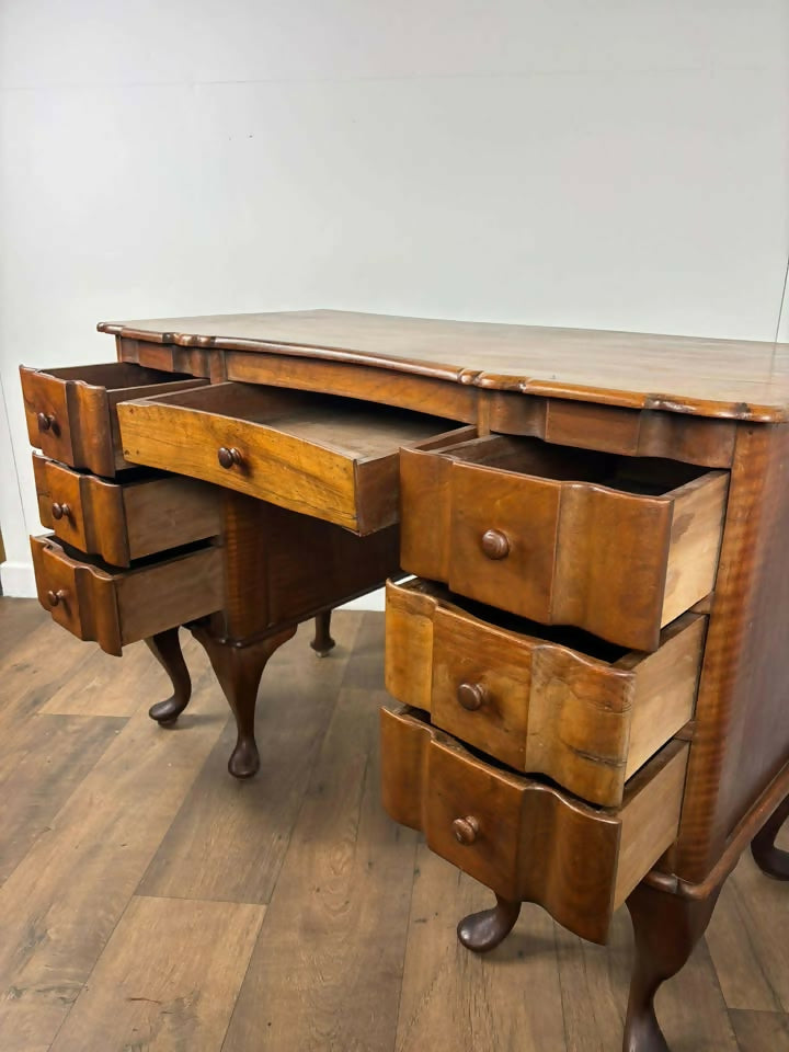 Art Deco Mahogany Serpentine Writing Desk