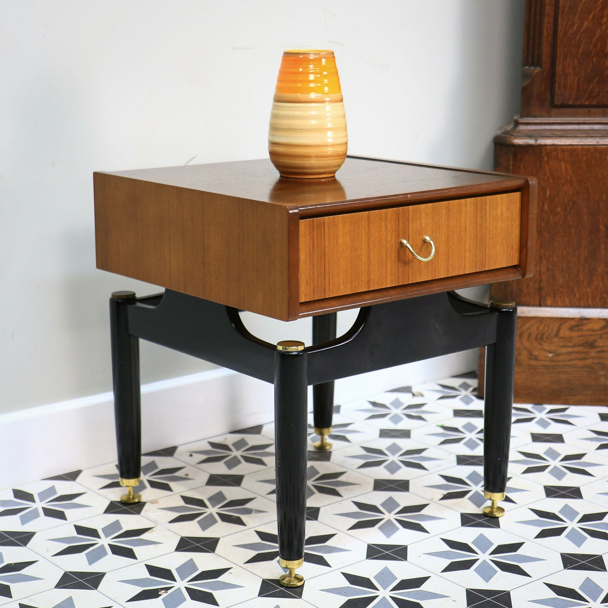 G Plan Bedside Cabinet Librenza Tola and Black Mid Century