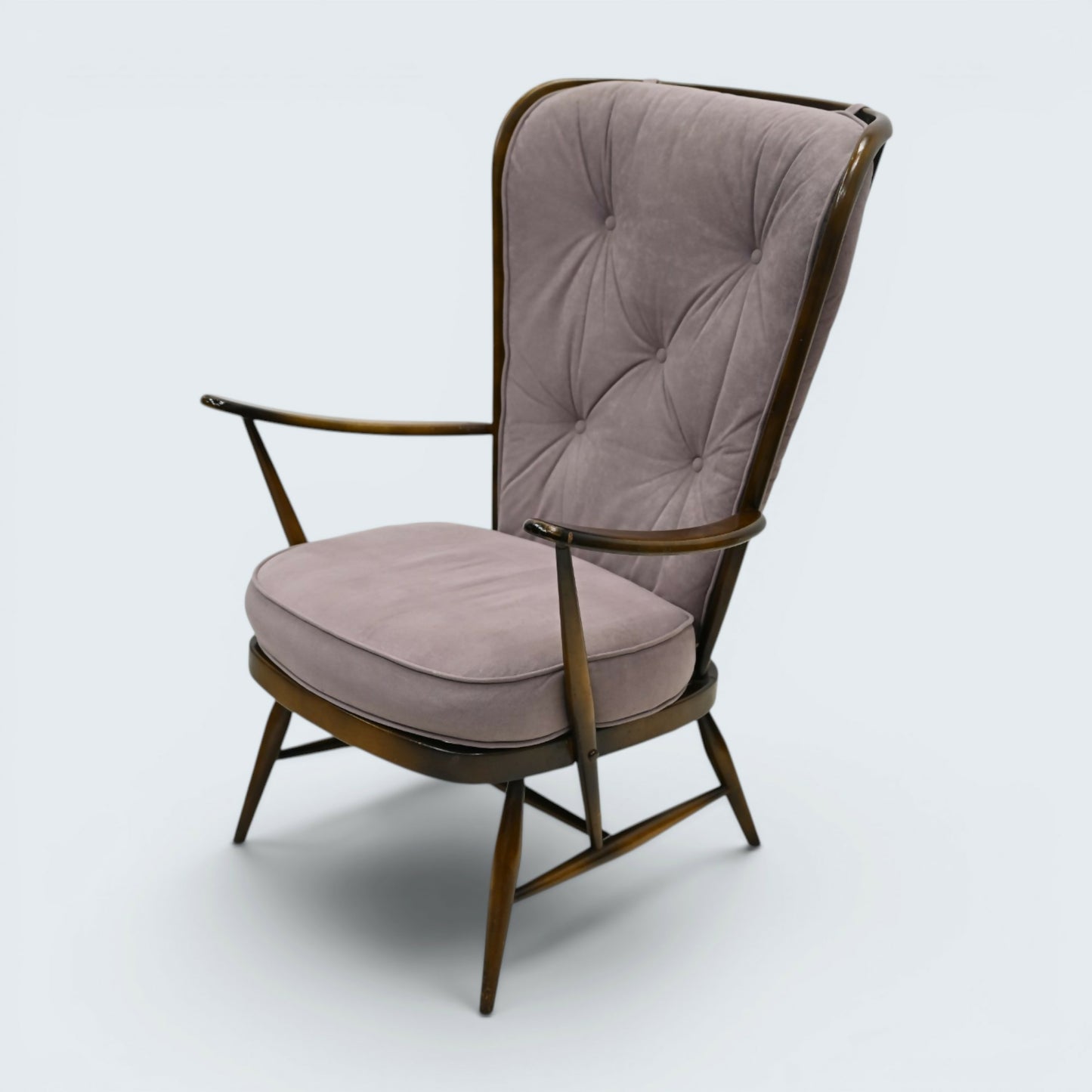 Ercol Windsor Easy Chair Armchair Tall Back Lilac Upholstery FREE UK Delivery