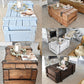 Vintage Army Chest Coffee Table, Reclaimed Wood Trunk Table on Wheels, Rustic Industrial Storage Chest, Dark Brown Loft Furniture