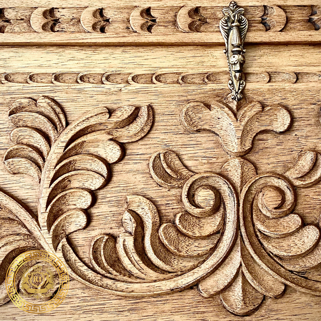 Antique Oak Carved Writing Desk Bureau Ornate