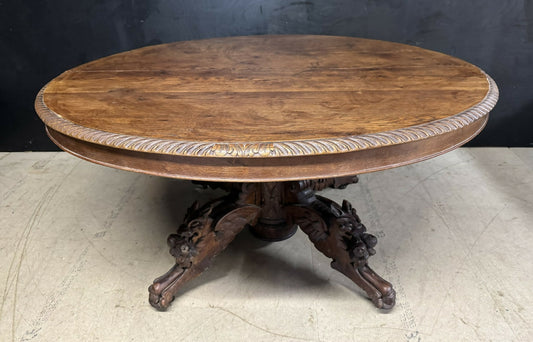 French Carved Oak Hunting Table