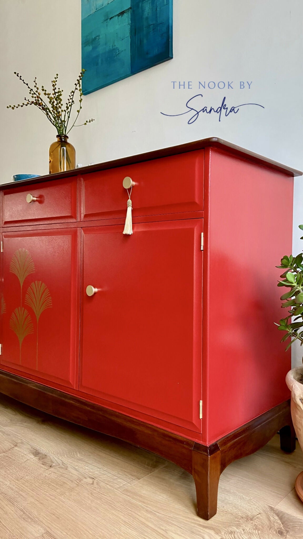 Midcentury Striking Stag Minstrel Mahogany Sideboard