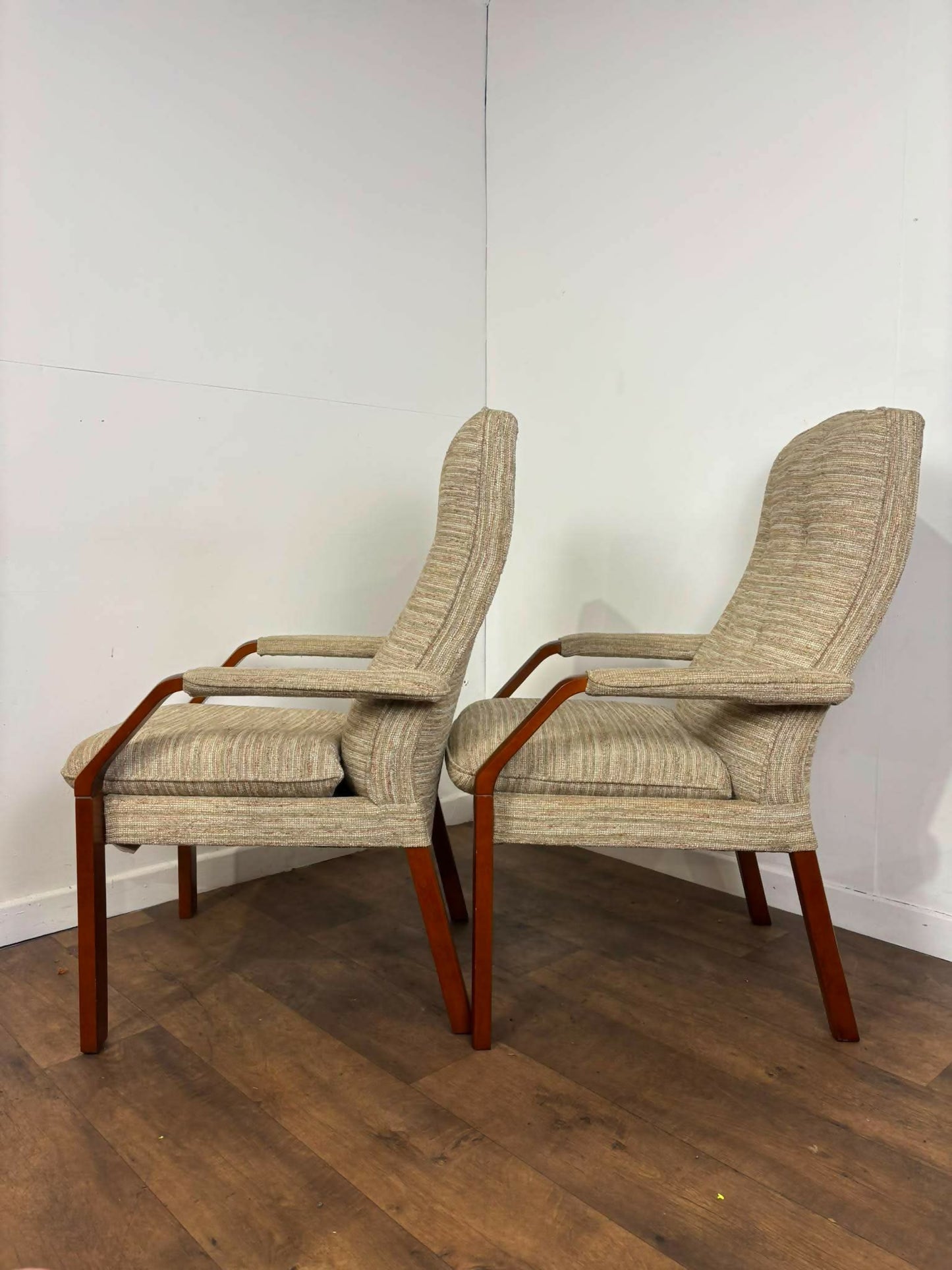 Pair of Vintage Parker Knoll Beech Framed Fireside Armchairs Model PK1158-1169