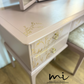 Painted to Order Pretty Dusky pink Stag Minstrel dressing table art with gold birds and flower design. Rose