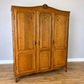 Wardrobe Vintage French Louis Oak Triple Door Carved Armoire Cabinet LOT 6535