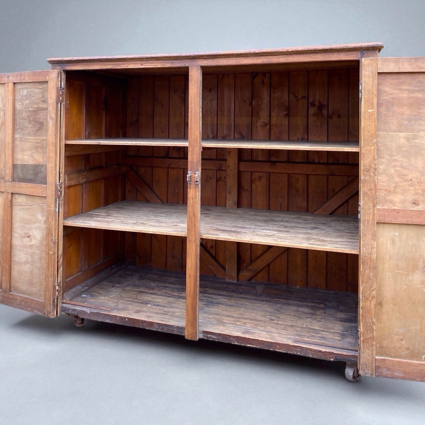 Rustic Large Antique Vintage early 1900’s Pine and Ply School Cupboard