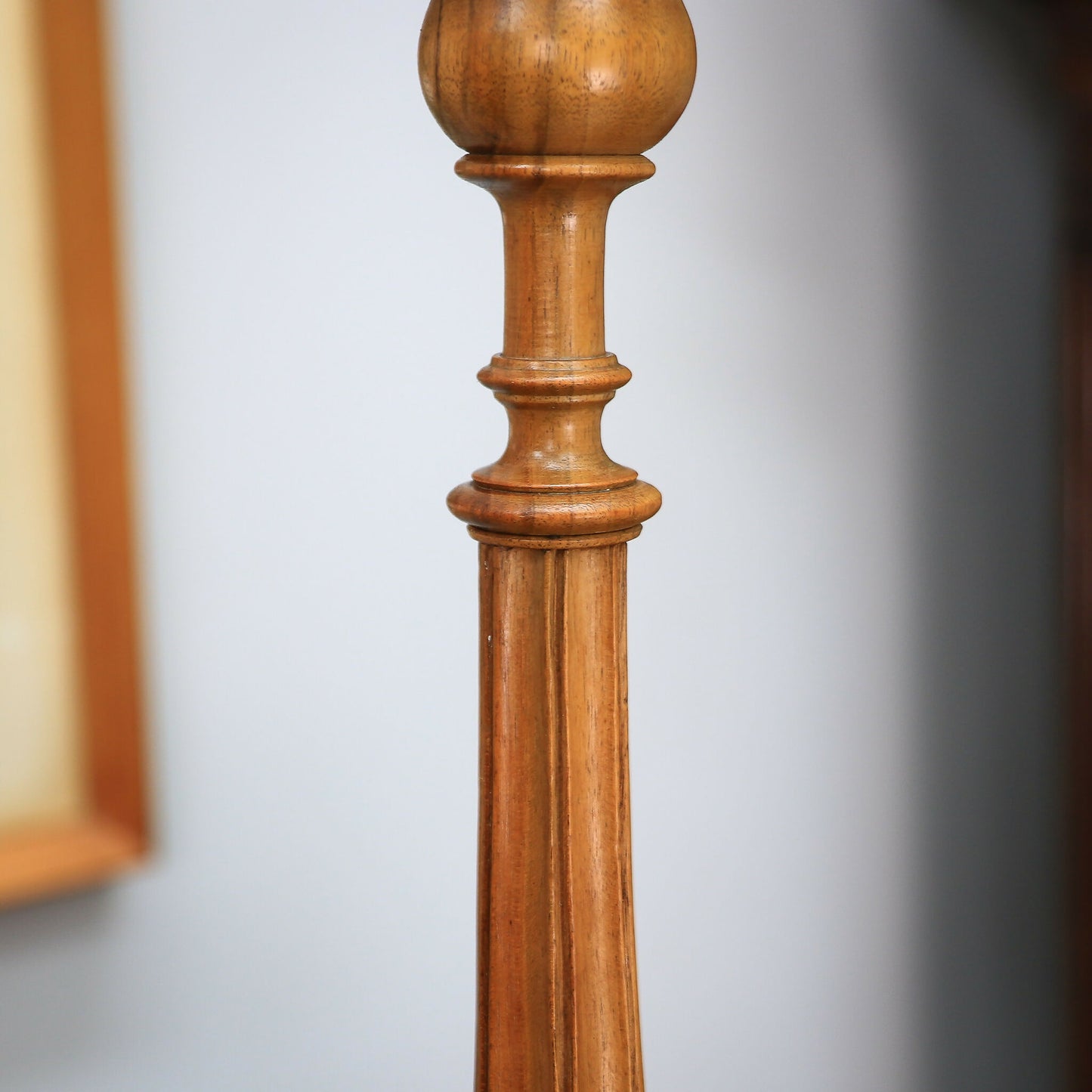 A Pair of Wooden Carved Walnut Table lamps