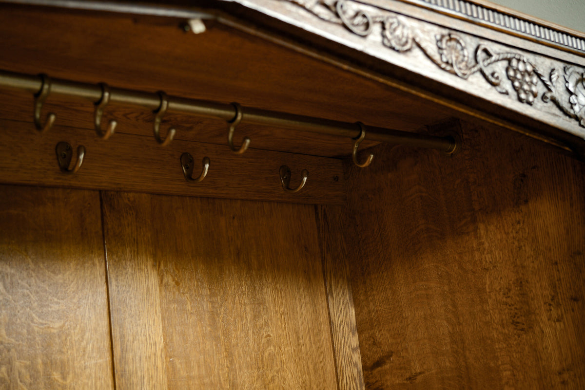 Art Deco Solid Oak Double Wardrobe - 1930s