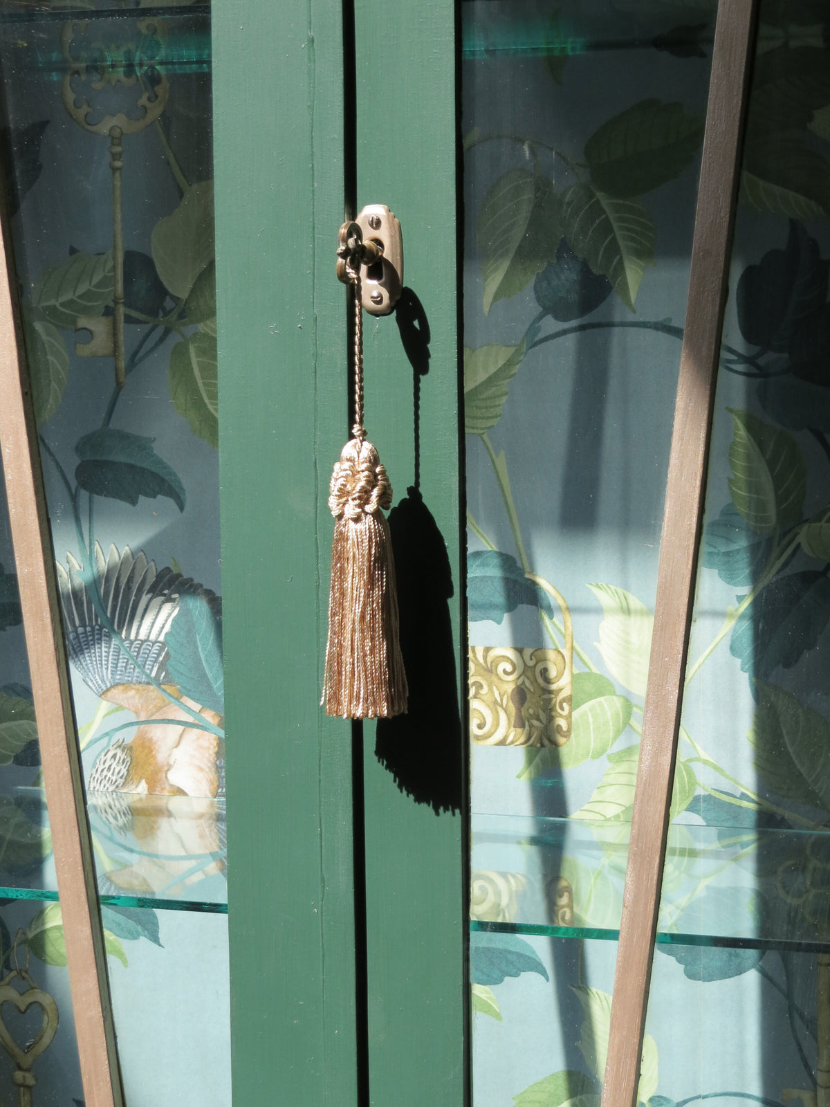 Art Deco Green & Champagne Display Cabinet