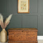 Antique Pine Trunk Box - Toy Chest - Hall Storage - Blanket Box Painted Ship