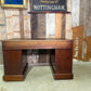 Antique Mid Victorian Walnut and Mahogany Embossed Leather Twin Pedestal Writing Desk, c.1860