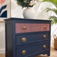 Navy and Coral Striped Chest