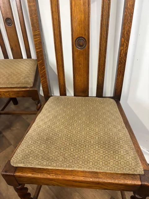Vintage Set of Four Oak High Back Barley Twist Dining Chairs