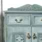 Vintage Solid Pine Cabinet | Hand Painted Duck Egg Blue Cupboard | Floral Decoupage Interior | UK Delivery Included