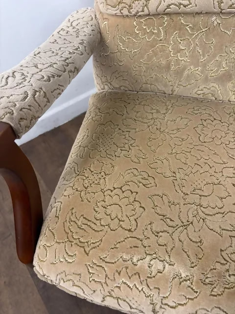 Vintage Parker Knoll Upholstered High Back Armchair – Oak Frame
