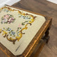 Vintage Oak Stool with Embroidered Pad