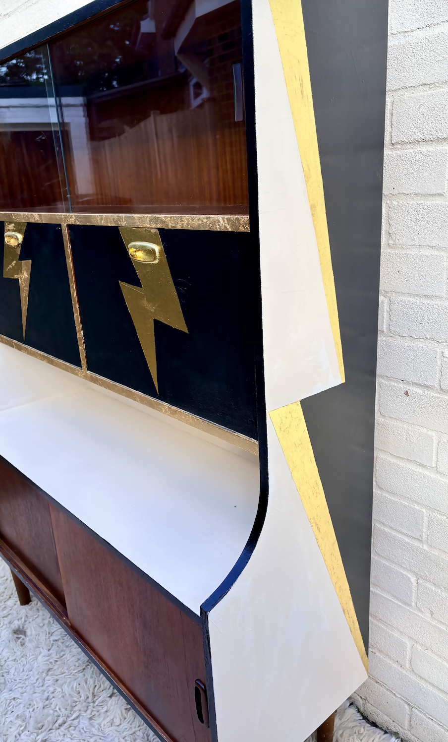 Rock N’ Roll Themed Jentique Mid-century Sideboard Bowie Lightning