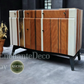 Mid-Century Modern MCM Bespoke Luxury Beautility Sideboard Drink Cabinet Modern black gold white stripes