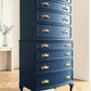 Vintage art deco Navy blue tallboy chest of drawers