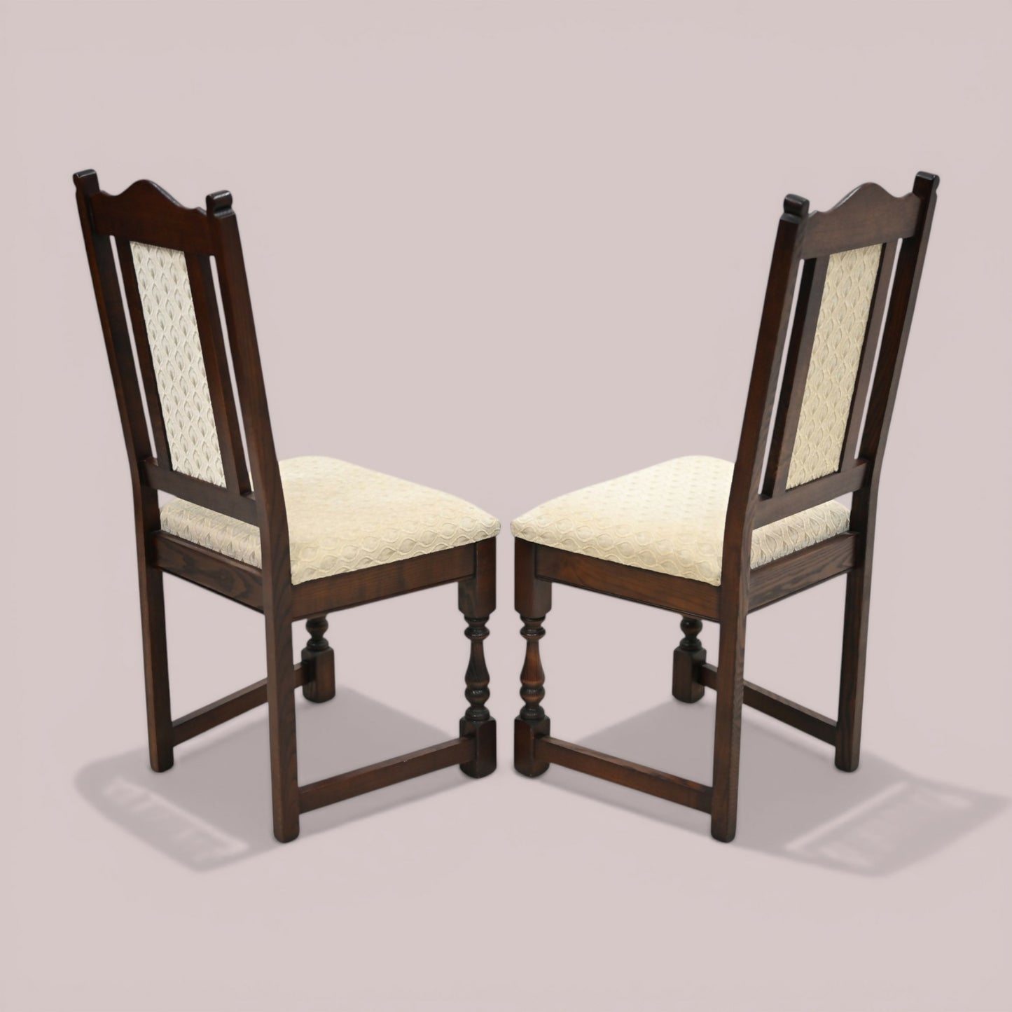 2 Old Charm Dining Chairs Solid Oak Tudor Brown Finish EXC FREE UK Delivery