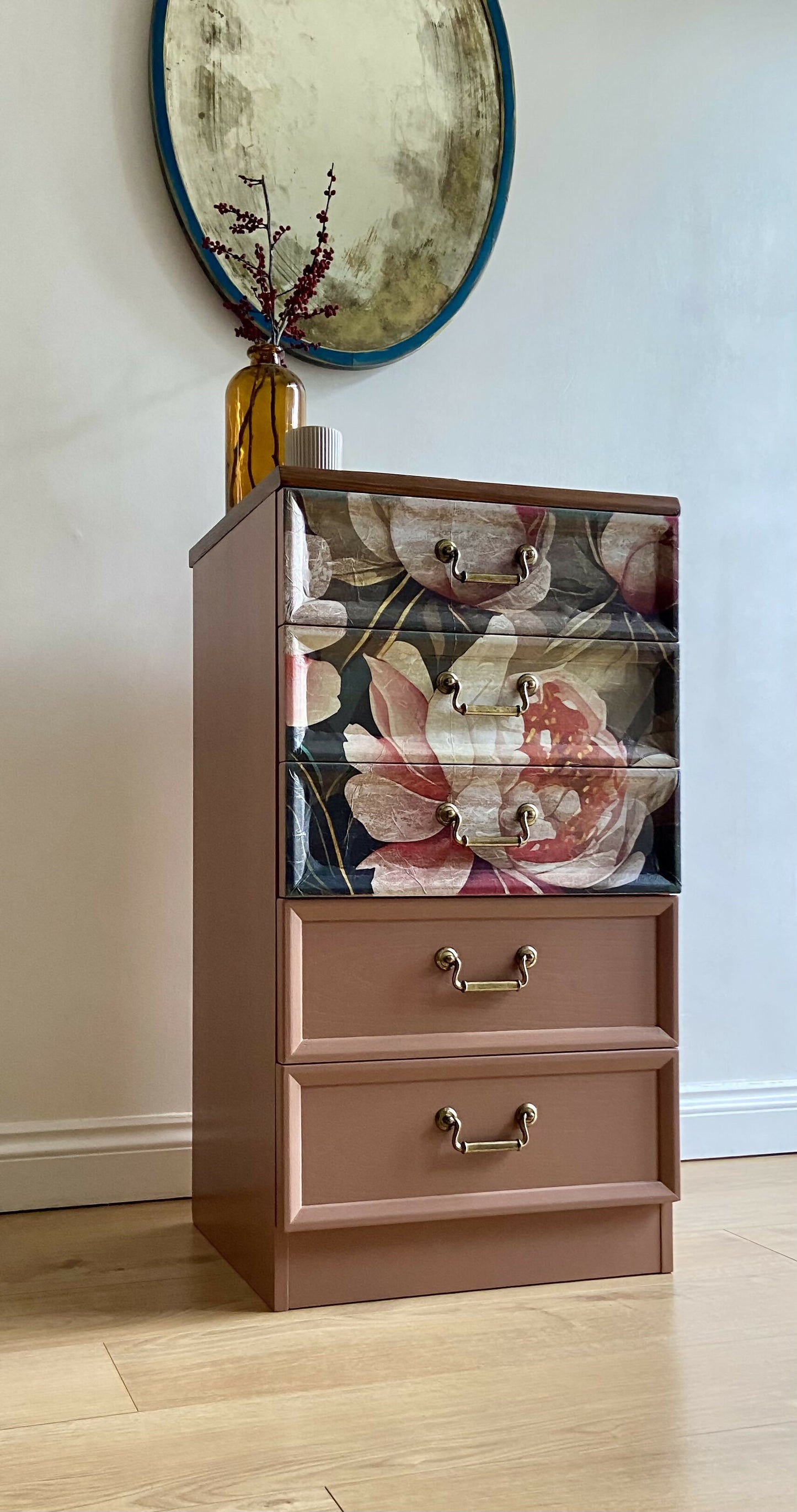 Chest of Drawers G- Plan -Hand -Painted in Dusky Terracotta