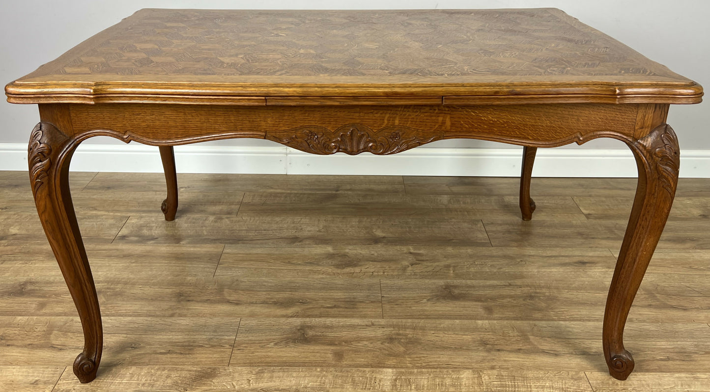 Dining Table Vintage French Louis XVI Carved Oak Extendable Table LOT 6357