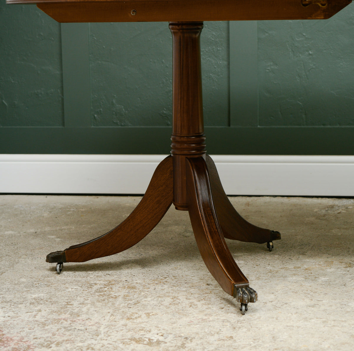 Regency Style Mahogany Extending Dining Table with Leaf - Over 7 FT - D End