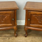 Pair of Bedside Tables Vintage French Louis Oak Nightstands Cabinets LOT 6219