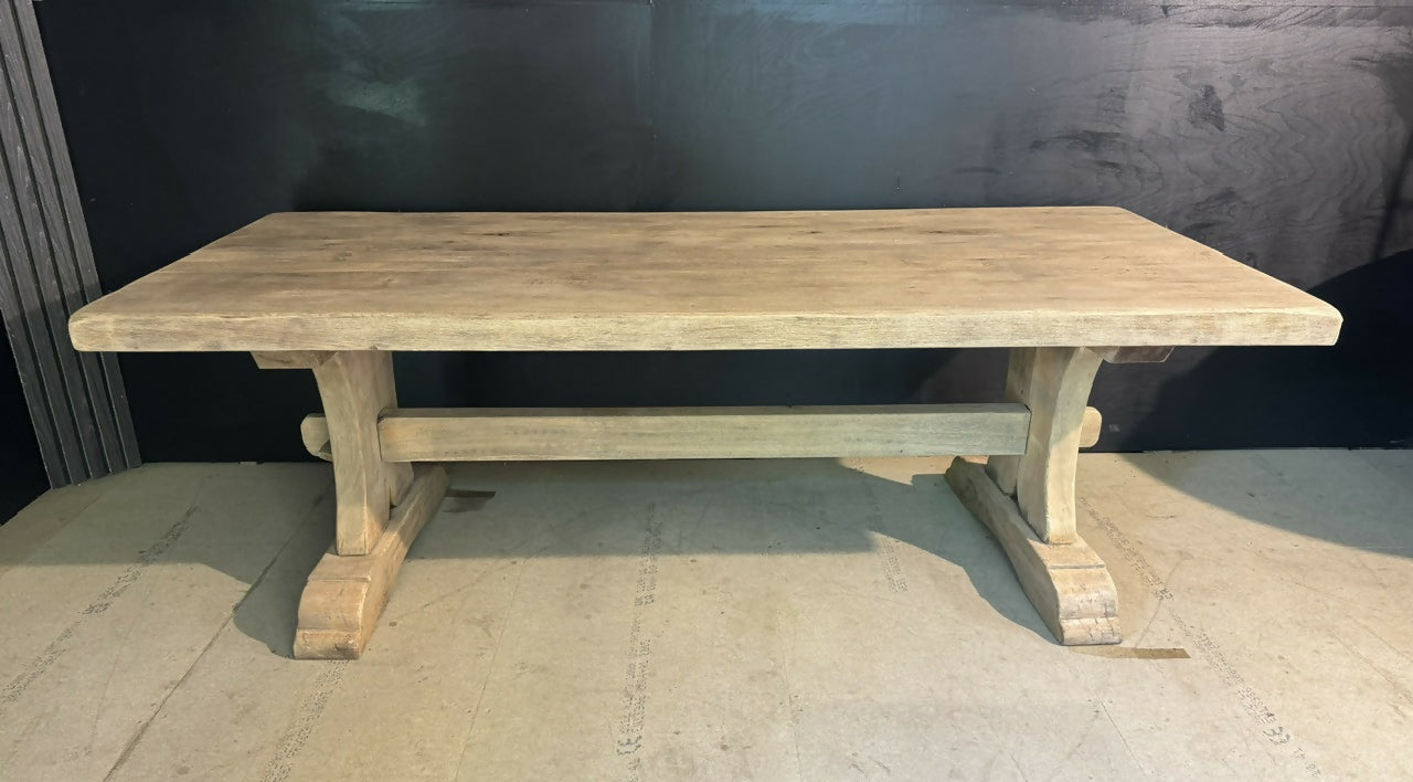 Rare Deep Bleached Oak Farmhouse Dining Table