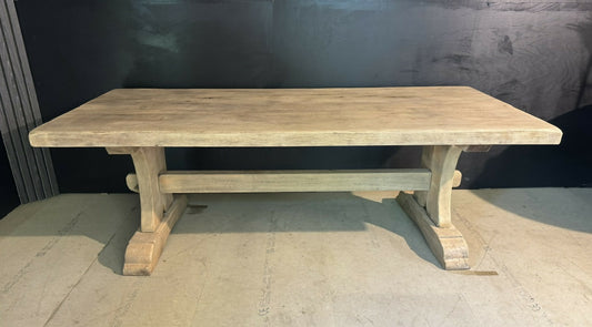 Rare Deep Bleached Oak Farmhouse Dining Table