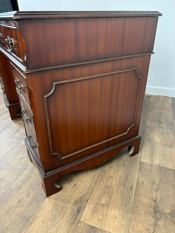Reproduction Mahogany Twin Pedestal Knee Hole Desk