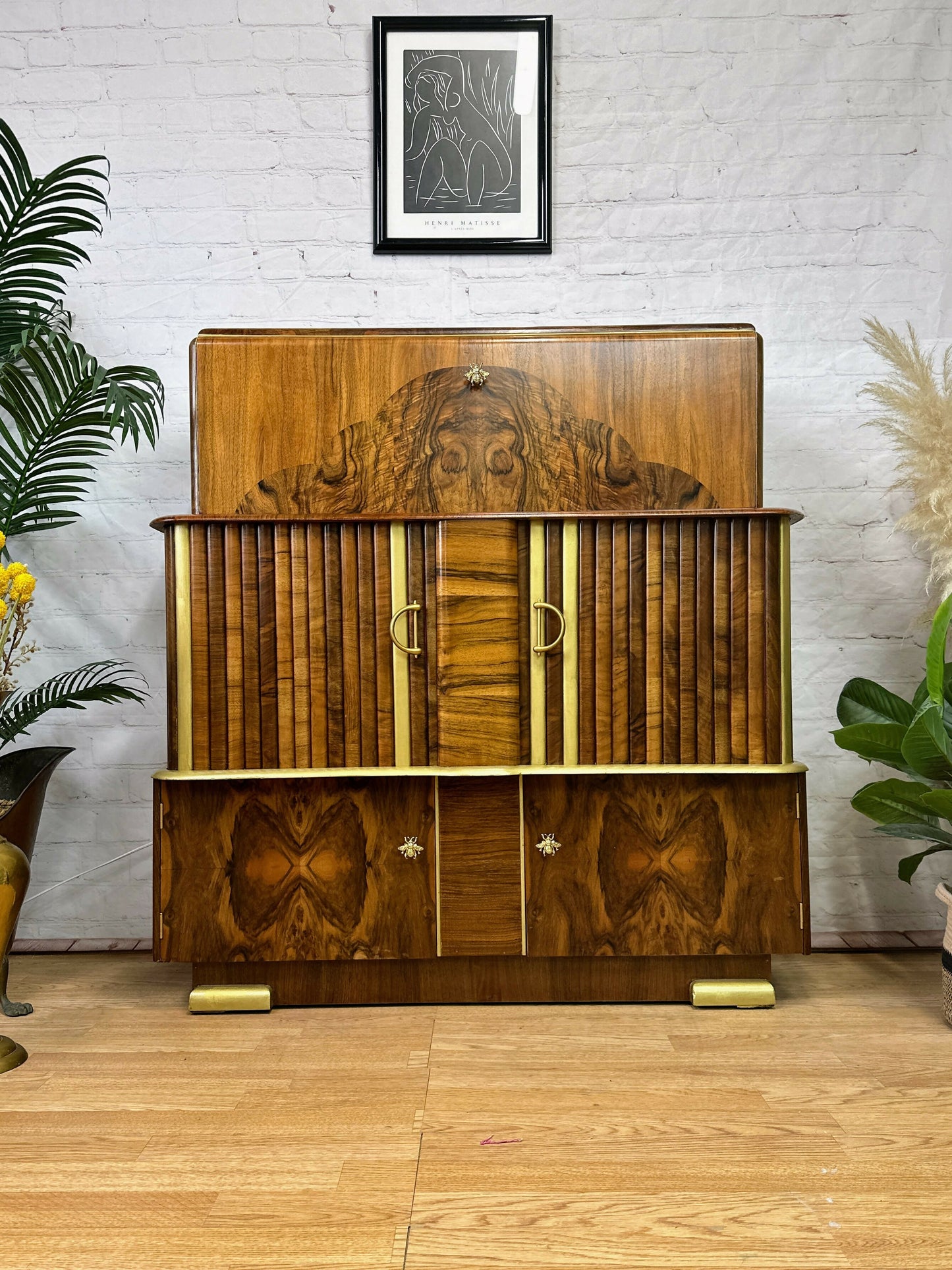 Cocktail Cabinet, Vintage Drinks Bar, Pink and Gold,1950’s Drinks Unit, Retro Bar, Walnut MADE TO ORDER